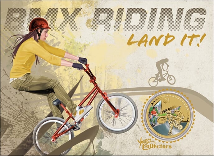 2013 Young Collectors BMX Riding $1 Coin | Direct Coins