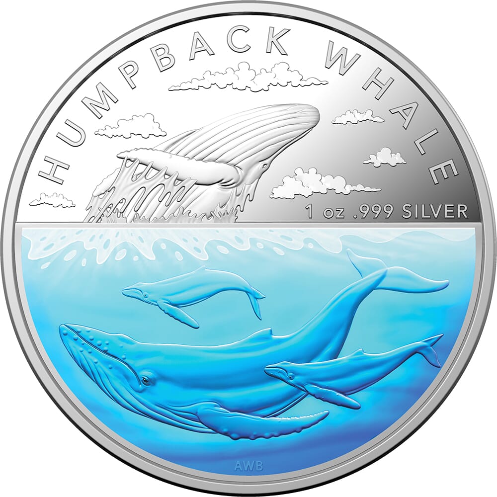 2023 5 Australian Antarctic Territory Humpback Whale 1oz Silver