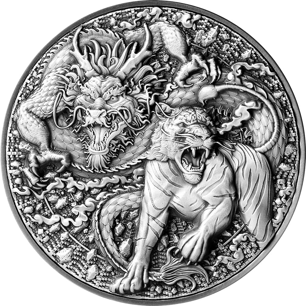 2022 Chinese Dragon & Tiger 2oz Silver Coin | Direct Coins